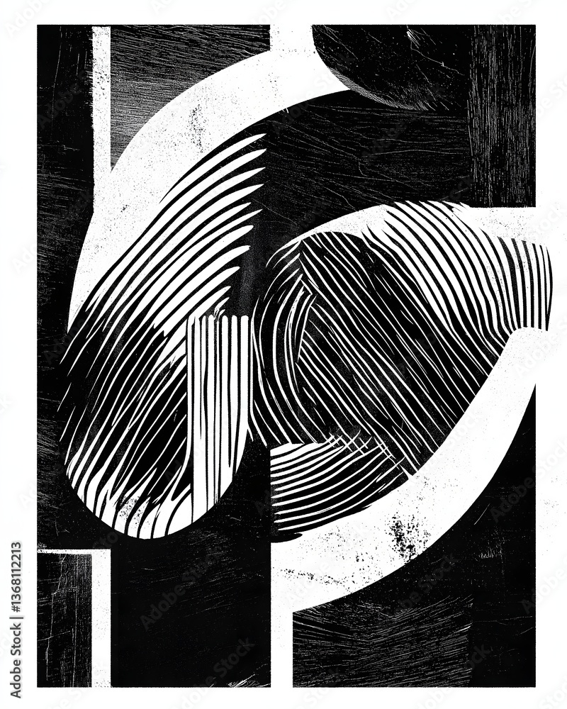 Poster abstract black and white geometric art design with textured elements