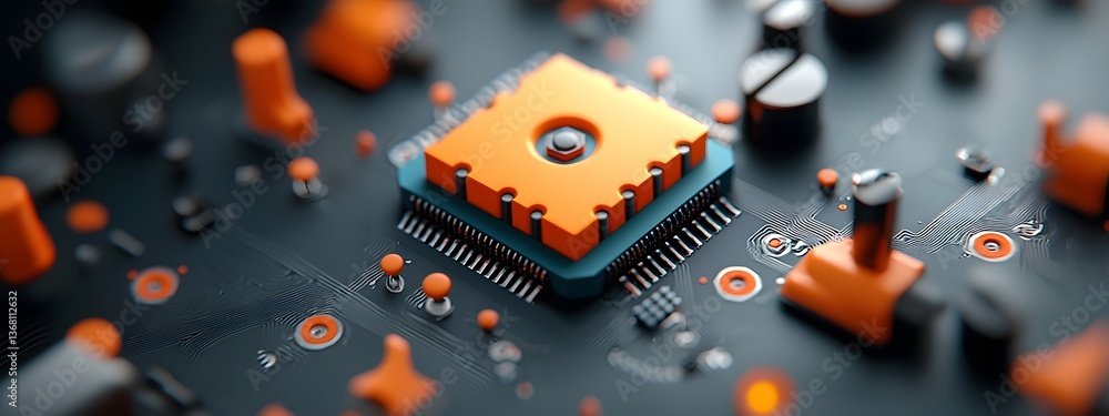 Poster detailed and complex electronic circuitry of an optical amplifier designed for signal boosting featu