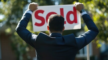 Real Estate Agent Celebrating a Successful Home Sale