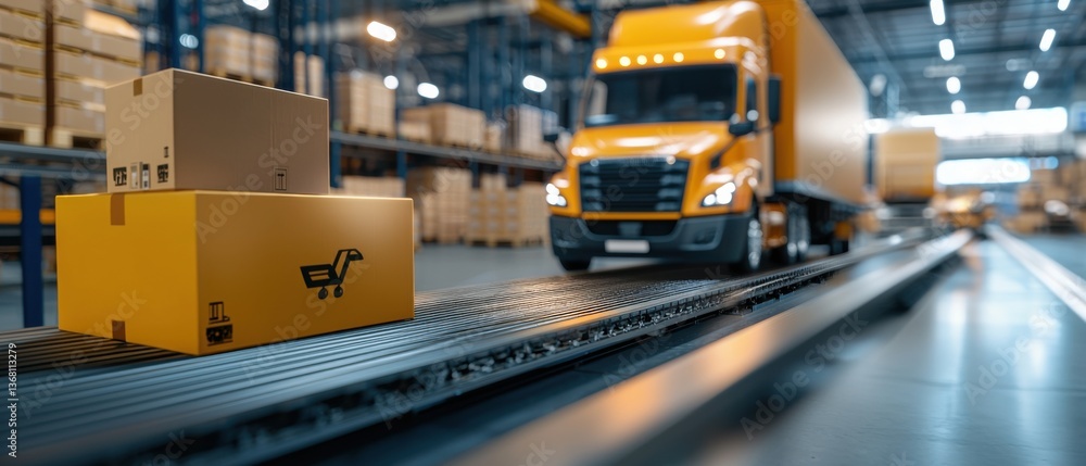 Aufkleber automated conveyor belts efficiently moving and processing cargo, packages, and inventory in a large
