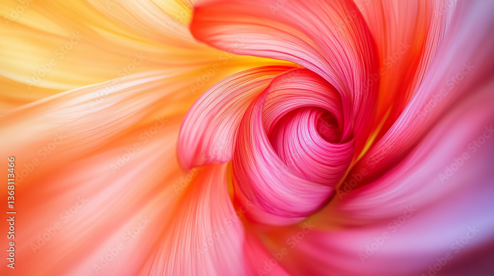 Poster abstract swirl of pinks oranges and yellows creating a soft and flowing artistic presentation