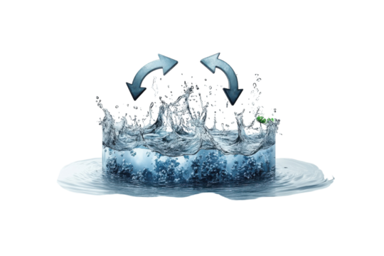 Water's dynamic dance: a swirling crown of splashes, captured in a moment of refreshing energy with cool blue tones.