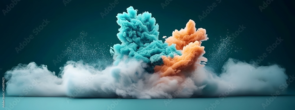 Poster enthralling cerulean digital waves traversing a dark and light canvas embodying the boundless fluidi