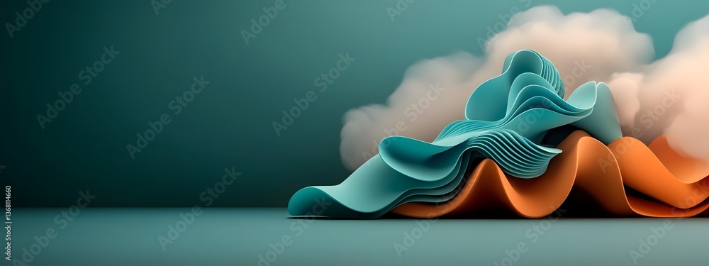 Poster enthralling cerulean digital waves traversing a dark and light canvas embodying the boundless fluidi