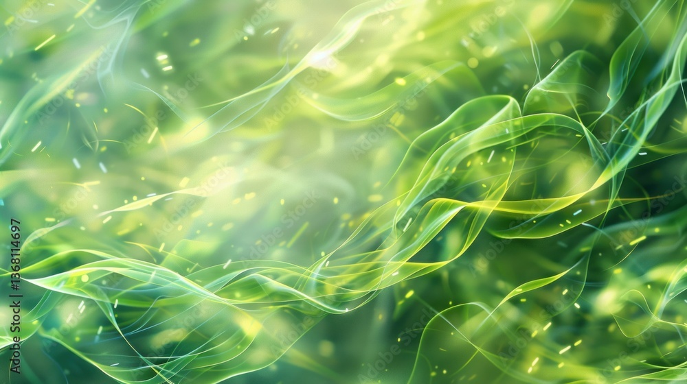 Poster a nature-inspired abstract background with green hues and flowing patterns.