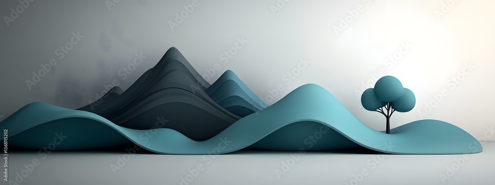 Poster ethereal azure digital currents undulating waves of captivating azure tones flowing across a minimal