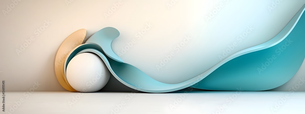 Poster ethereal azure energy flows in dynamic abstract forms with precise geometric compositions chiaroscur