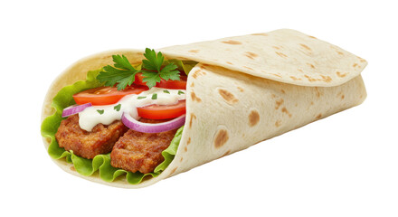 Isolated Detailed Falafel Wrap