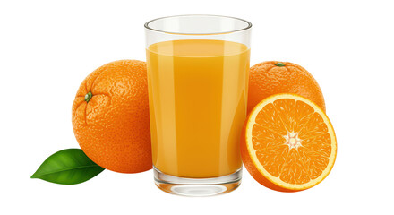Isolated Orange Juice and Sliced Orange Duo