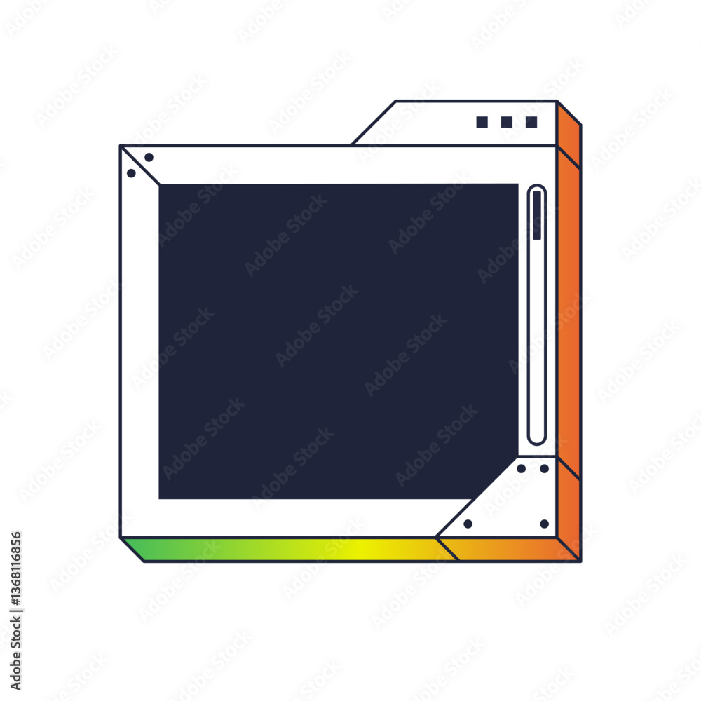Poster square frame for video media player interface. online stream futuristic technology style.