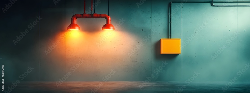 Poster futuristic and rendering showcasing vibrant light signals intertwining laser beams and a sophisticat