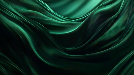 Obraz premium Elegant and Luxurious Dark Green Abstract Fabric Composition with Flowing Light Effects