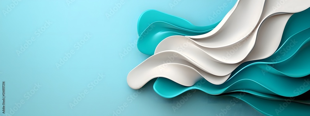 Poster glimmering azure digital tides cascading through an austere monochromatic void symbolizing the bound