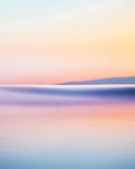 Calm pastel horizon over water ripples at sunset for serene backgrounds