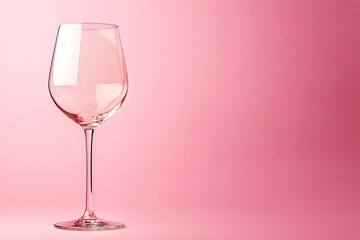 Elegant Empty Wine Glass on Pink Background; Perfect for Beverage, Celebration or Product Placement.