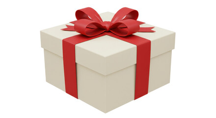 Isolated Gift Box with Red Ribbon
