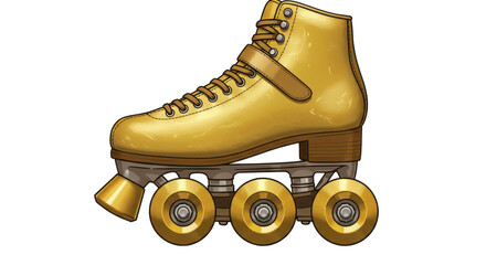 Isolated Gold Roller Skate