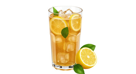Isolated Glass of Lemon Ice Tea