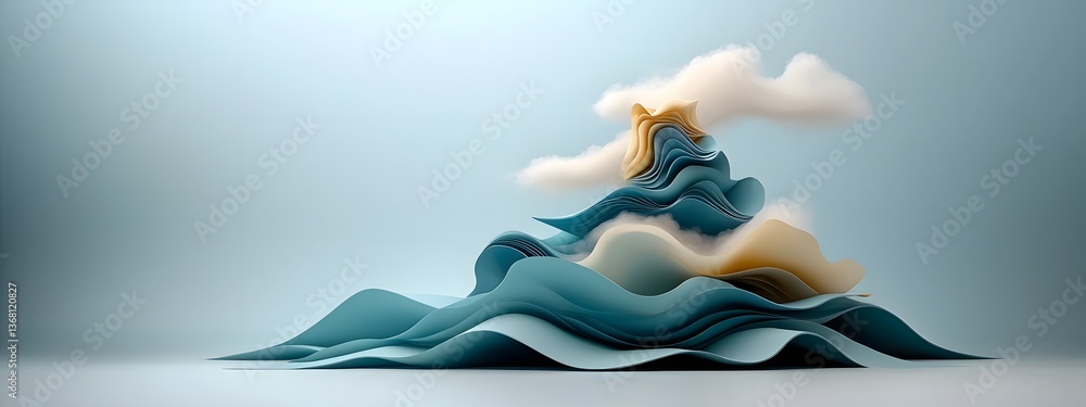 Poster hypnotic shimmering indigo digital waves ebbing and swelling across a minimalist monochrome plane sh