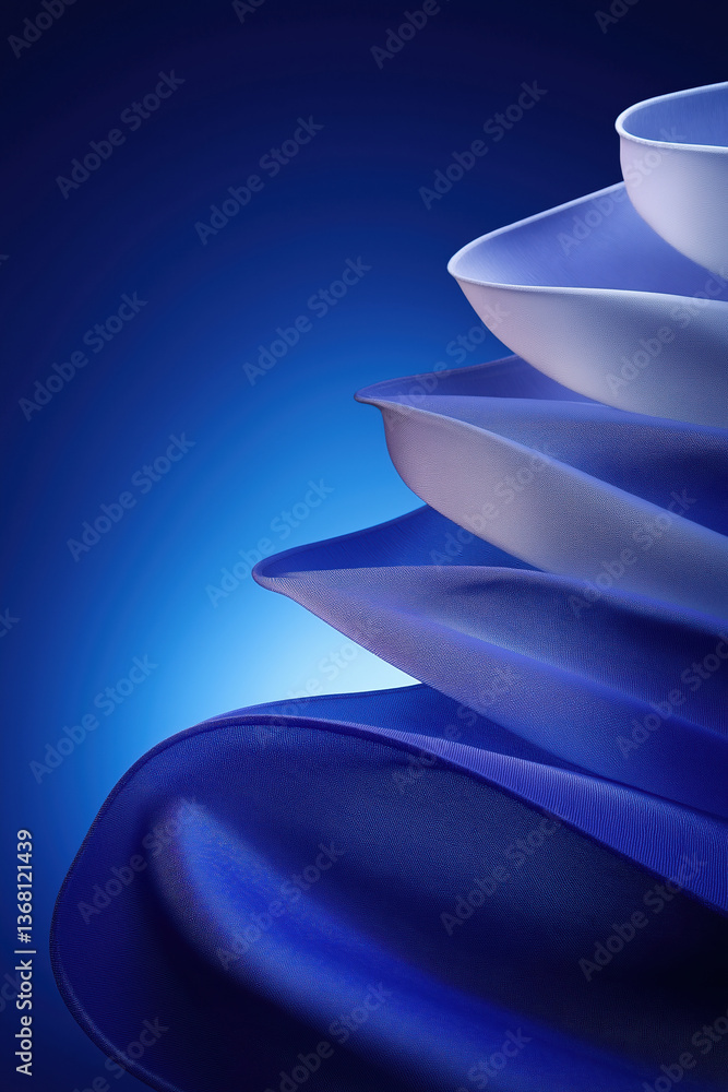 Poster colorful fabric waves form a mesmerizing display of soft blue texture and depth