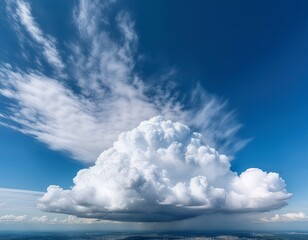 this image features a fluffy white cloud formation showcasing its billowy texture and lofty appearance emulating a soft serene atmosphere against a bright sky