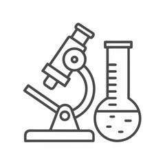 Microscope and Flask Laboratory Vector Icon.