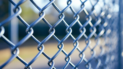 Fototapeta premium close-up zinc mesh fence, metal fence made of grouse mesh, fenced area with a new fence, generative ai