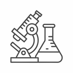 Microscope and Flask Laboratory Vector Icon.