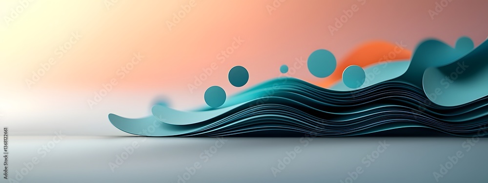 Poster luminous blue digital oscillations cascading across a minimalist monochromatic canvas showcasing the