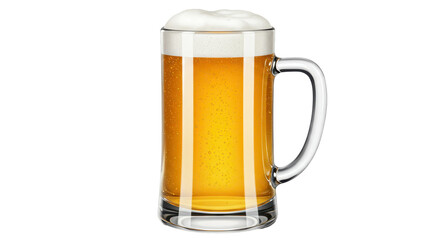 Isolated Refreshing Beer in Clear Glass Mug