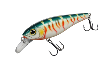 Isolated Fishing Lure with Treble Hooks
