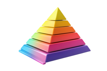A vibrant rainbow pyramid representing growth and achievement, showcasing a spectrum of colors in a sleek, modern design.