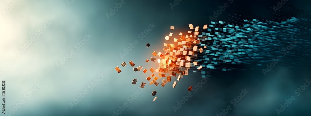 Poster luminous digital flows dynamic cyberpunk inspired generative landscape depicting the undulating azur