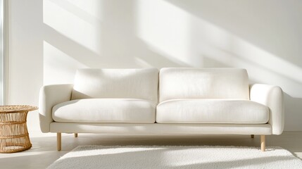 Modern white sofa in bright room