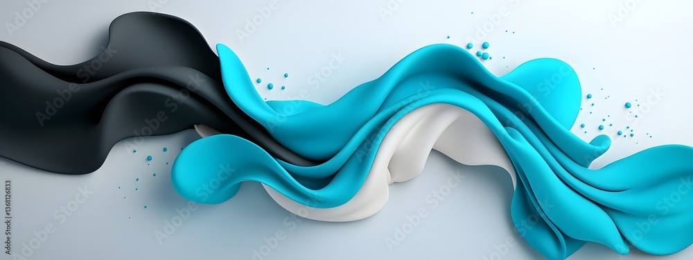 Poster mesmerizing azure digital currents flowing through a contrasting black and white expanse with mesmer