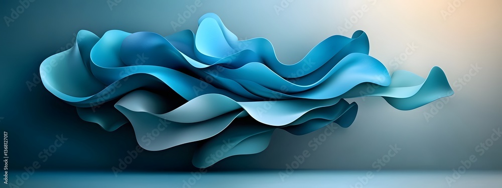 Poster mesmerizing azure digital eddies flowing in sinuous currents over a moody contrasting canvas conveyi