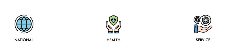 NHS banner web icon vector illustration concept for product and service quality inspection with an icon of national, health, service,