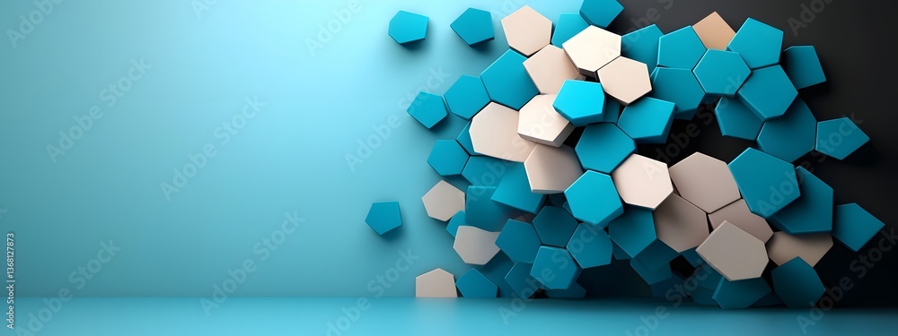 Poster mesmerizing azure digital streams cascading and converging over a stark black and white backdrop sym