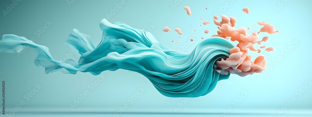 Poster mesmerizing azure digital streams cascading and weaving through a minimalist monochrome environment 