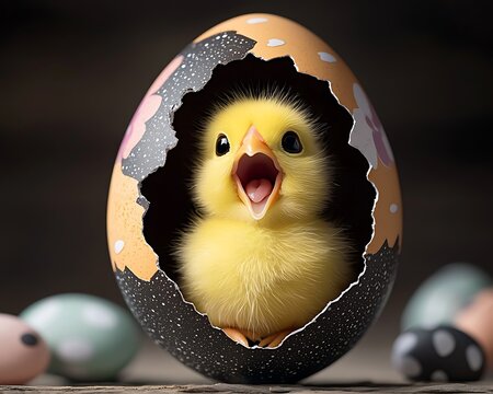 Chick hatching Easter egg. (1)