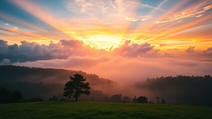 Fototapeta premium sunrise over the mountains