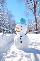 Obraz premium Snowman in Snowy Park