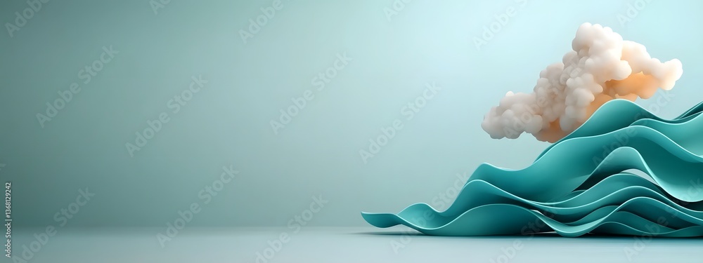 Poster mesmerizing azure digital waves surging across a monochromatic background illustrating the ebb and f