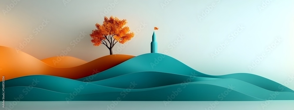 Poster mesmerizing cerulean digital current coursing through a stark minimalist landscape representing the 