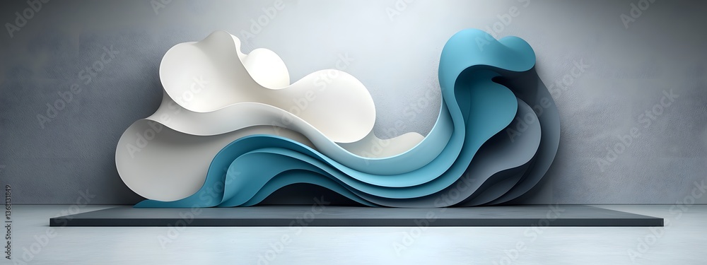 Poster mesmerizing digital swells cinematic procedural waves of indigo and white undulating across a stark 