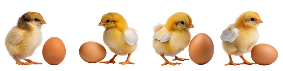 Cute chicks hatching from eggs, symbolizing new life and growth in nature.