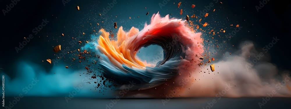 Poster mesmerizing display of light waves being amplified in real time creating dynamic and undulating patt