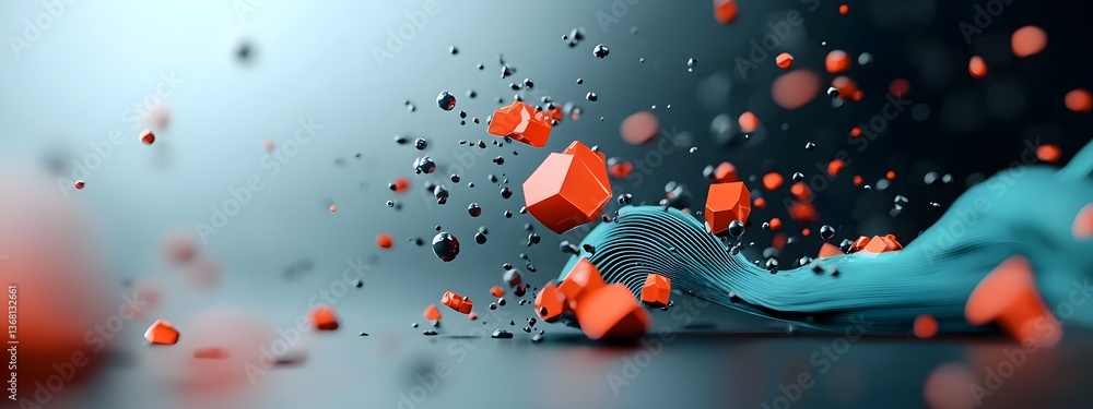 Poster mesmerizing futuristic digital waves undulating data flows and intricate glowing geometric structure