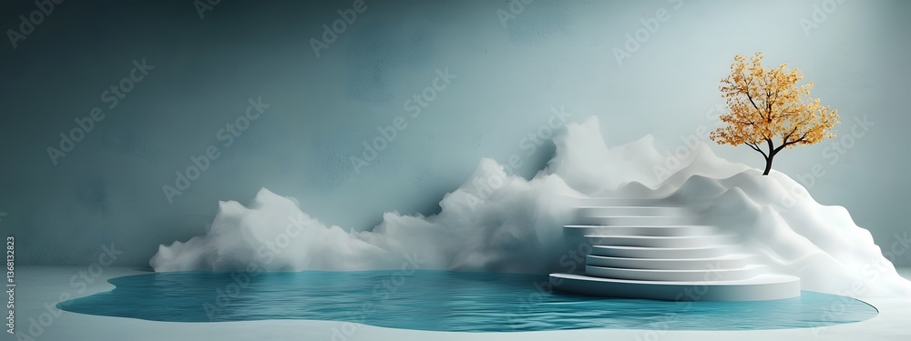 Poster mesmerizing indigo data tides ebbing and flowing across a monochromatic geometric plane illuminating