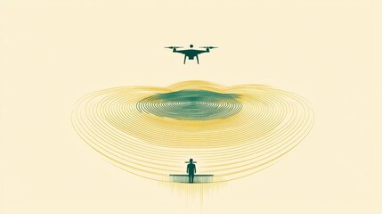 Drone surveillance abstract aerial monitoring concept